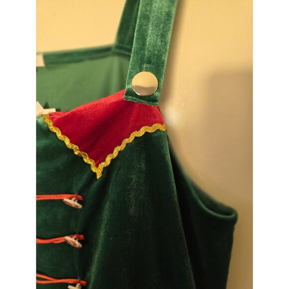 Born Famous Dress Elf Holiday Green Short Tutu Sleeveless Lined Size XL - Picture 5 of 13